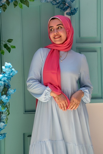 [Dress-L-Baby Blue] فستان قطن YANDA (لبني, L)