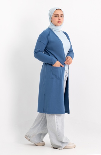 [cardigan-Indigo-m] كاردجان قطن YANDA (انديجو, M)