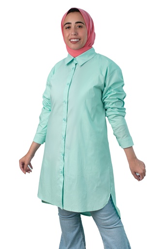 [Poplin-Shirt-Mint-L] شيميز بوبلين YANDA (منت, L)