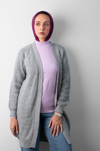 [Wool cardigan-M-Grey] كاردجان صوف YANDA (جراي, M)