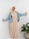 [Dress Basic Cut- 2XL-beige] فستان بيزك كت   YANDA (بيج, 2XL)