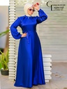 [Satin dress-2XL -blue] فستان ستان FASHION STORE (ازرق, 2XL)