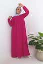 [DV-Fuchsia-2XL] V فستان قطن رقبه YANDA (فوشيا, 2XL)